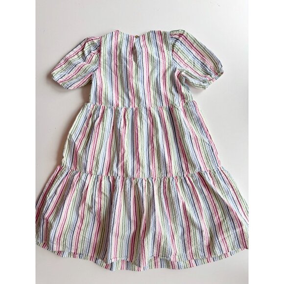 Girls' CREWCUTS J CREW Rainbow Striped Seersucker Tiered A-Line Dress, Size 8 - Picture 4 of 11